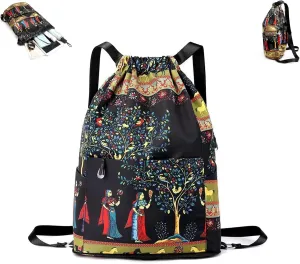 Drawstring Foldable Large Capacity Dry-wet Separation Travel Sports Backpack Waterproof Gym Bag with Multiple Pockets (A)