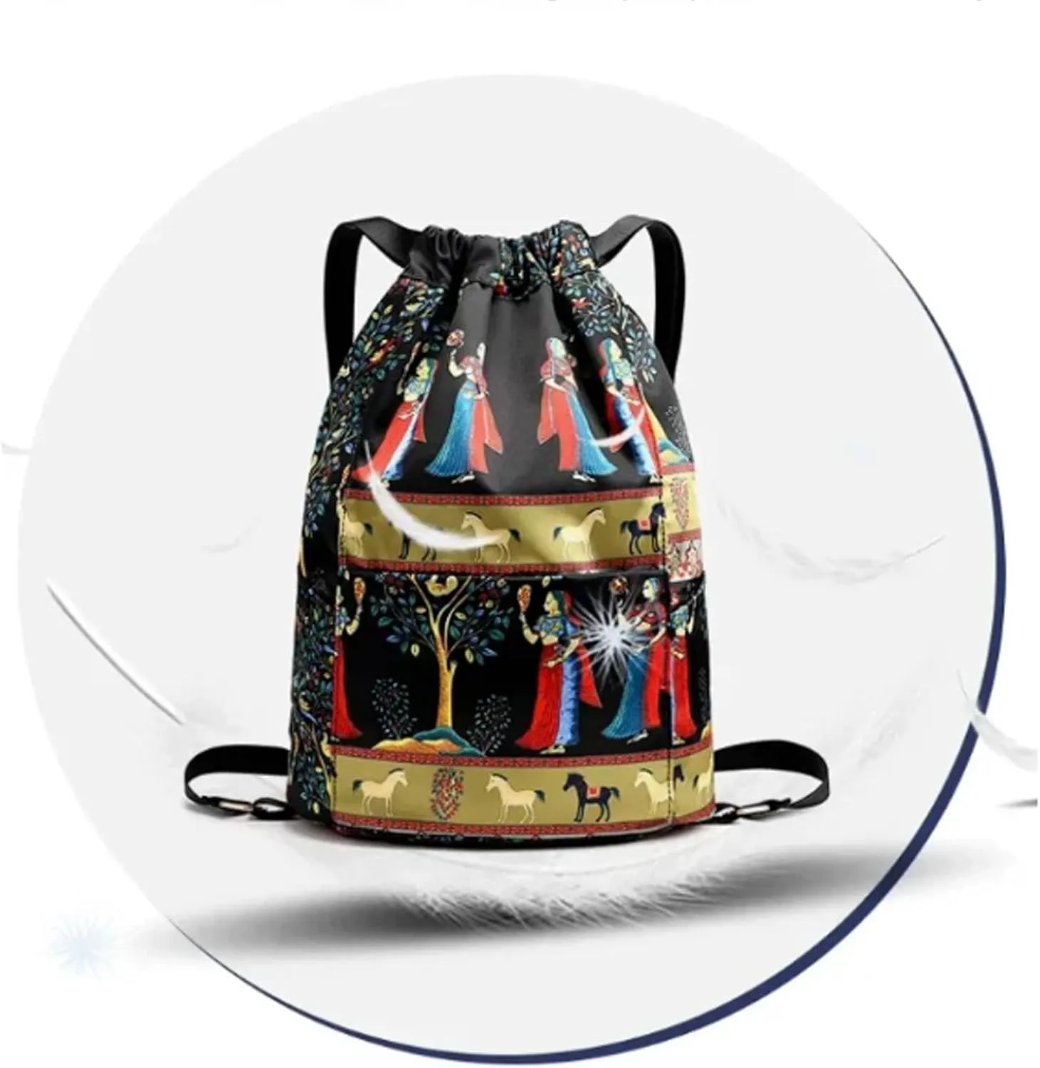Drawstring Foldable Large Capacity Dry-wet Separation Travel Sports Backpack Waterproof Gym Bag with Multiple Pockets (A)