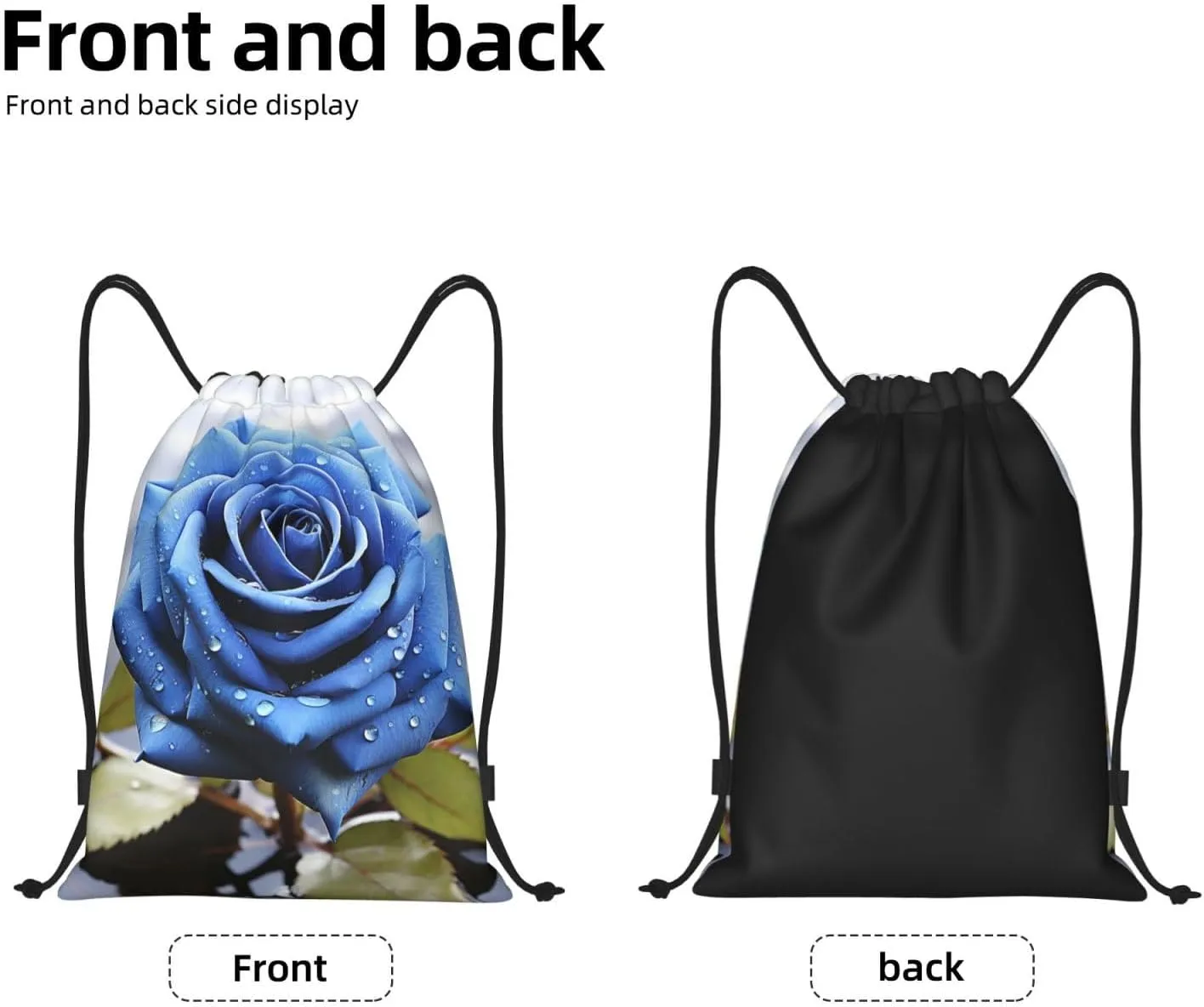 Drawstring Gym Backpack Romantic Blue Rose Sports String Bag Water Resistan Beach Swim Travel Sackpack