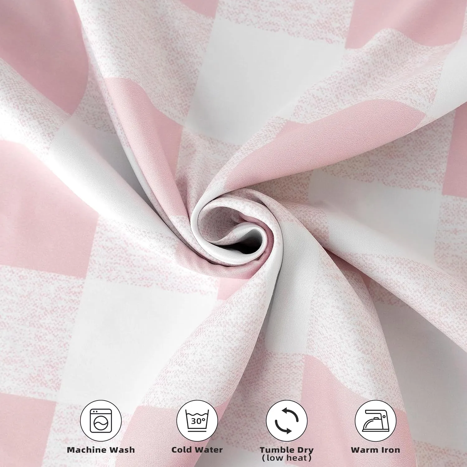 DriftAway Buffalo Plaid Check Curtains Blackout Room Darkening Thermal Insulated Pink and White Buffalo Checkered Window Drapes for Farmhouse Bedroom Living Room Grommet Curtain 2 Panels 84 Inch Long