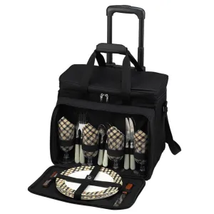 Driftwood Picnic Cooler for Four with Wheels: Black