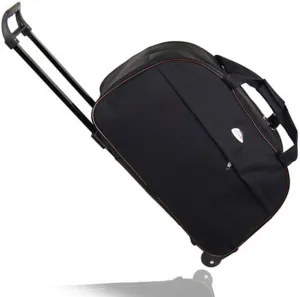 Duffle Bag 24" Rolling Wheeled Trolley Bag Tote Carry On Luggage Travel Suitcase (Black)