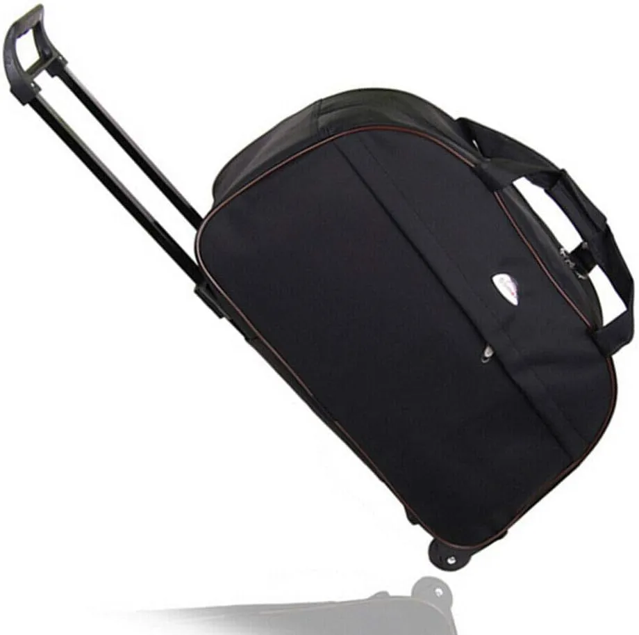 Duffle Bag 24" Rolling Wheeled Trolley Bag Tote Carry On Luggage Travel Suitcase (Black)