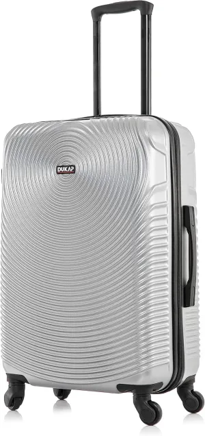 DUKAP INCEPTION Luggage with Spinner Wheels | Durable Lightweight Hardside Suitcase, Travel Bag with Handle and Trolley, 24-Inch Medium Checked Luggage | Silver
