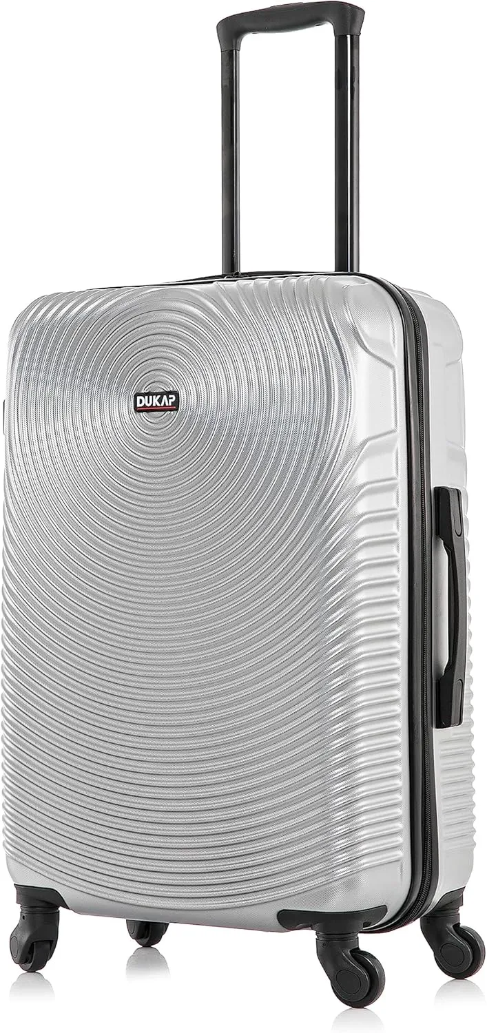 DUKAP INCEPTION Luggage with Spinner Wheels | Durable Lightweight Hardside Suitcase, Travel Bag with Handle and Trolley, 24-Inch Medium Checked Luggage | Silver