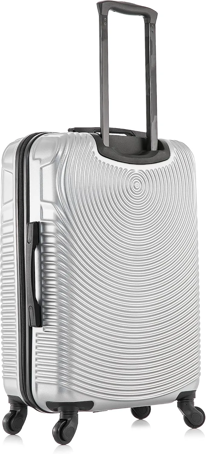 DUKAP INCEPTION Luggage with Spinner Wheels | Durable Lightweight Hardside Suitcase, Travel Bag with Handle and Trolley, 24-Inch Medium Checked Luggage | Silver