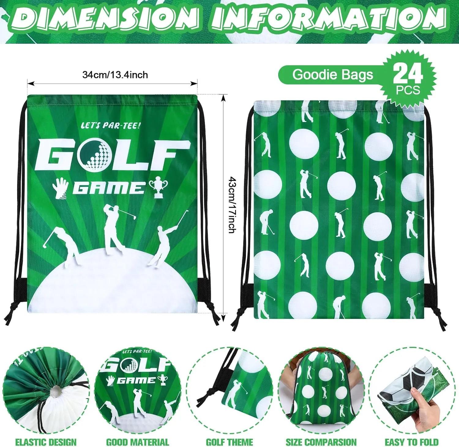 Eccliy 24 Pcs Golf Drawstring Bag Sports Gym Drawstring Golf Goodie Favor Gift Sack Bags for Adults