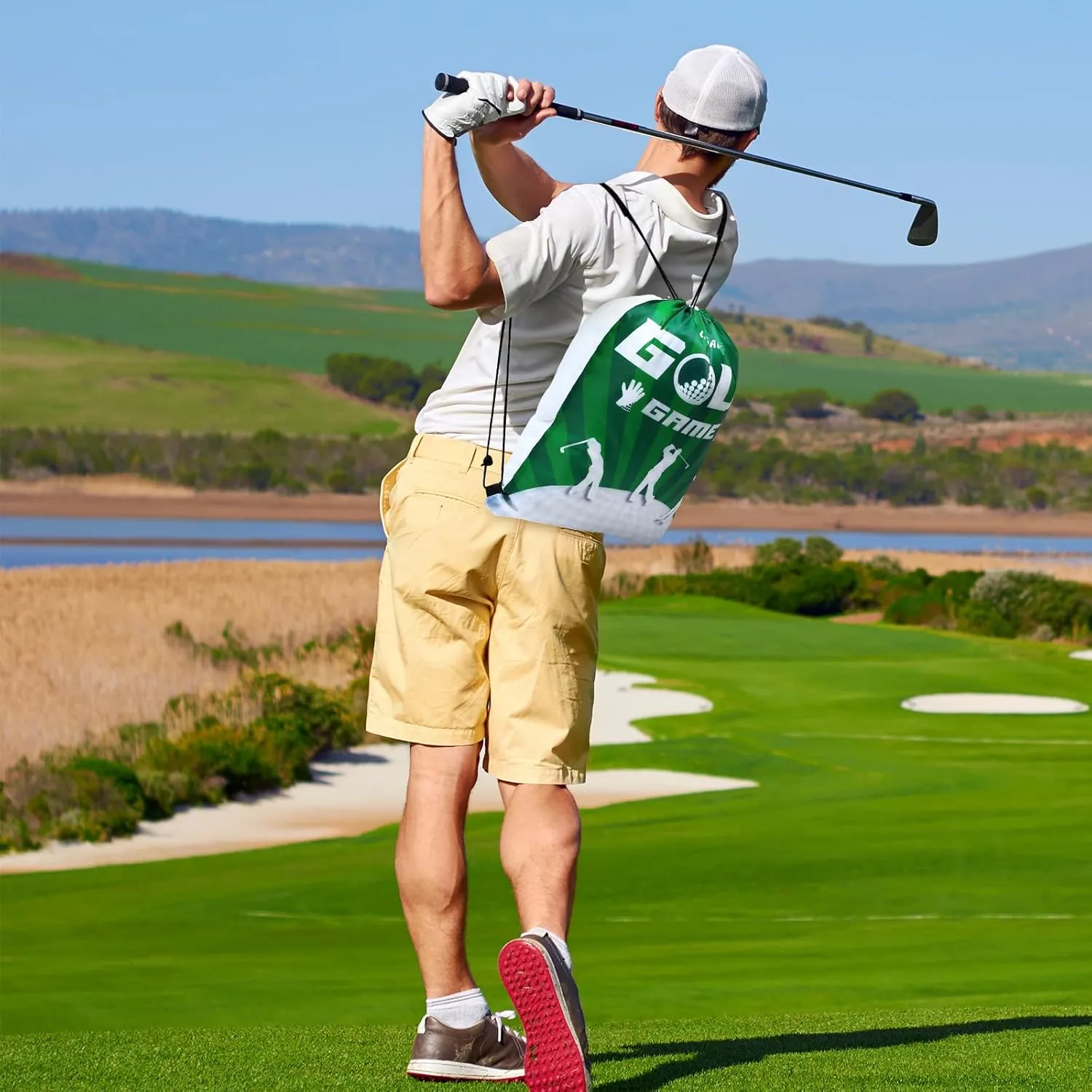 Eccliy 24 Pcs Golf Drawstring Bag Sports Gym Drawstring Golf Goodie Favor Gift Sack Bags for Adults