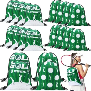 Eccliy 24 Pcs Golf Drawstring Bag Sports Gym Drawstring Golf Goodie Favor Gift Sack Bags for Adults