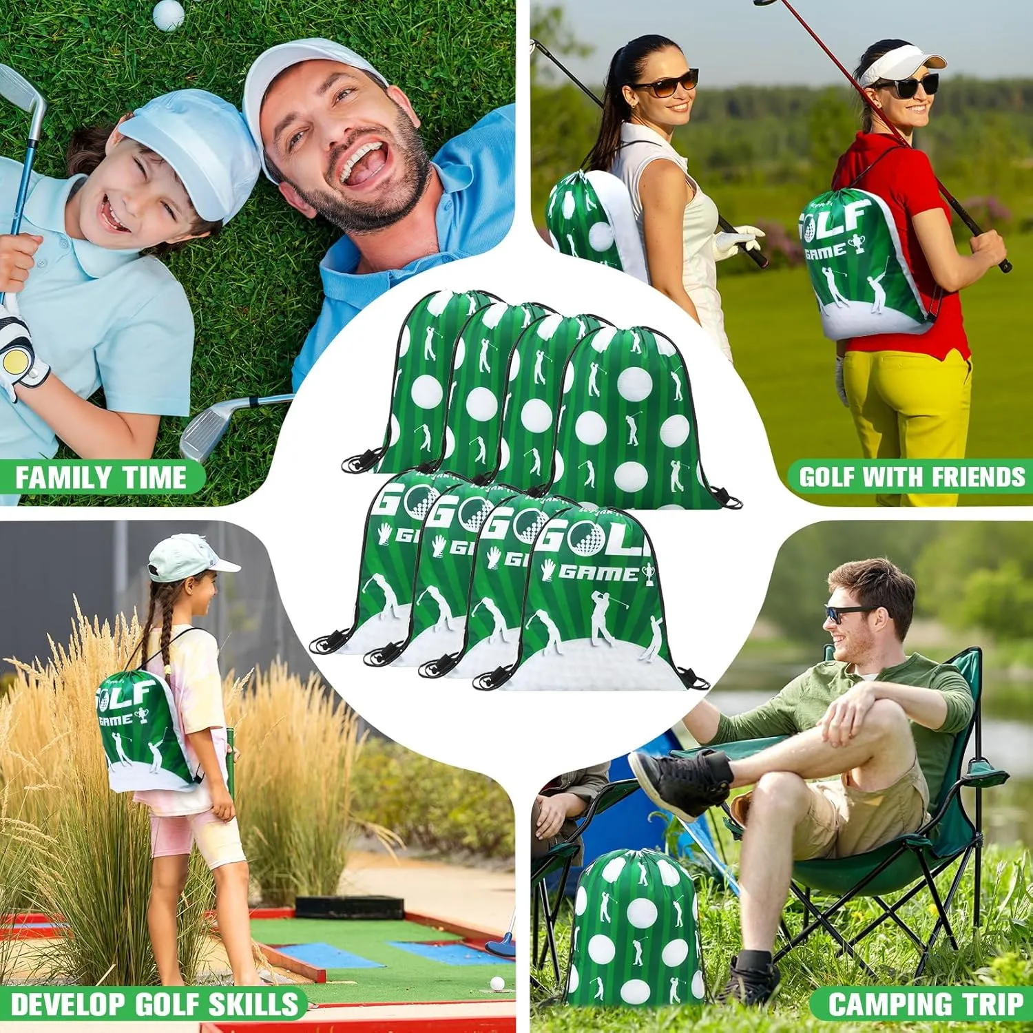 Eccliy 24 Pcs Golf Drawstring Bag Sports Gym Drawstring Golf Goodie Favor Gift Sack Bags for Adults