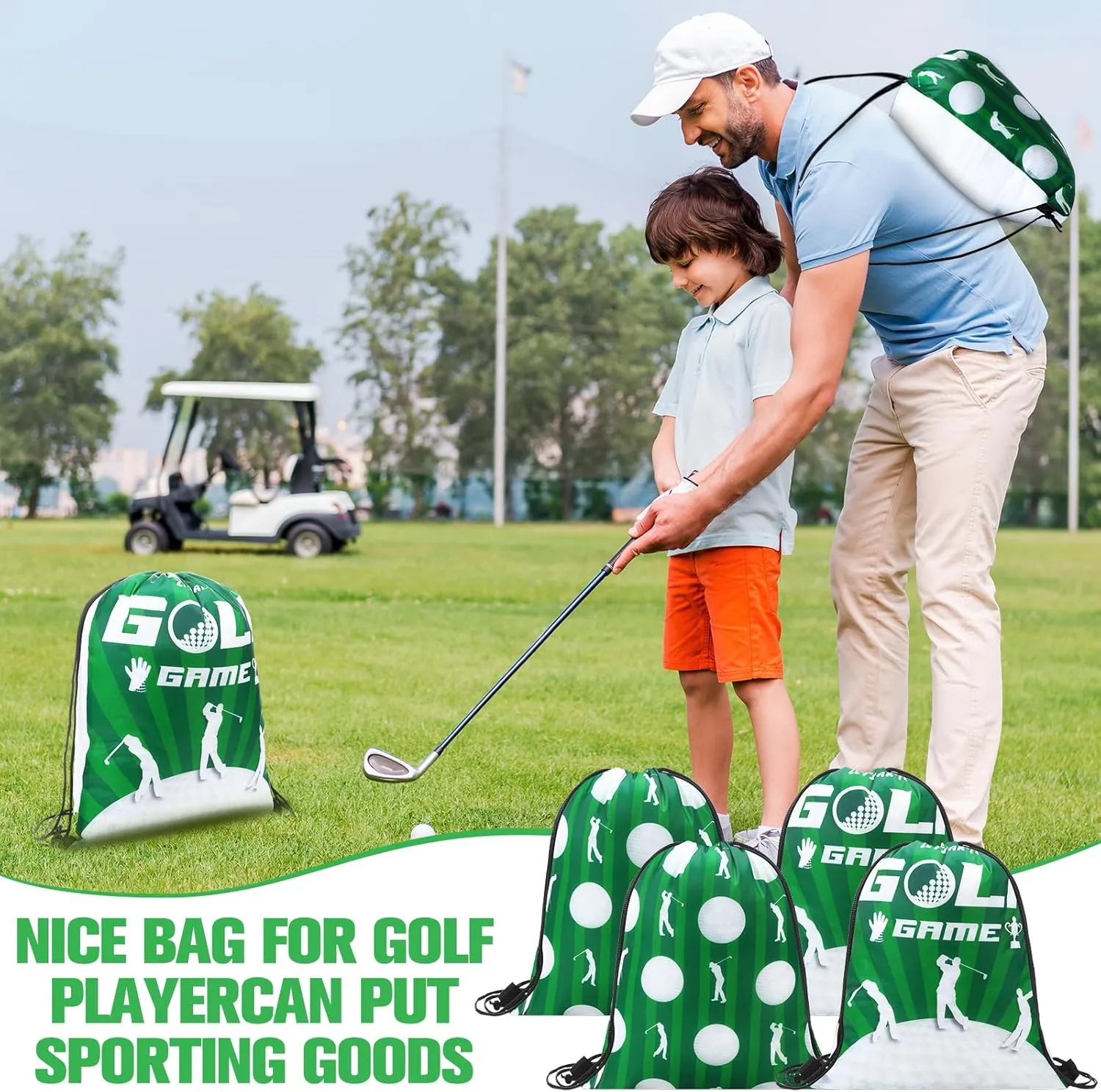 Eccliy 24 Pcs Golf Drawstring Bag Sports Gym Drawstring Golf Goodie Favor Gift Sack Bags for Adults