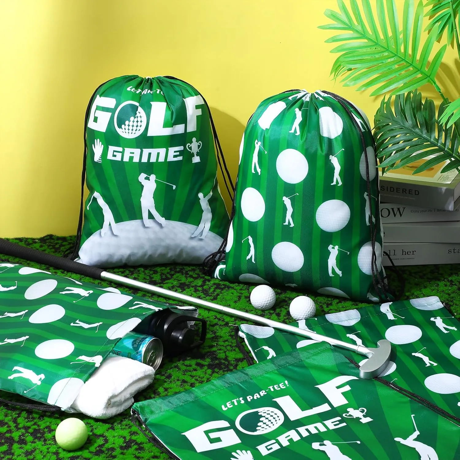Eccliy 24 Pcs Golf Drawstring Bag Sports Gym Drawstring Golf Goodie Favor Gift Sack Bags for Adults