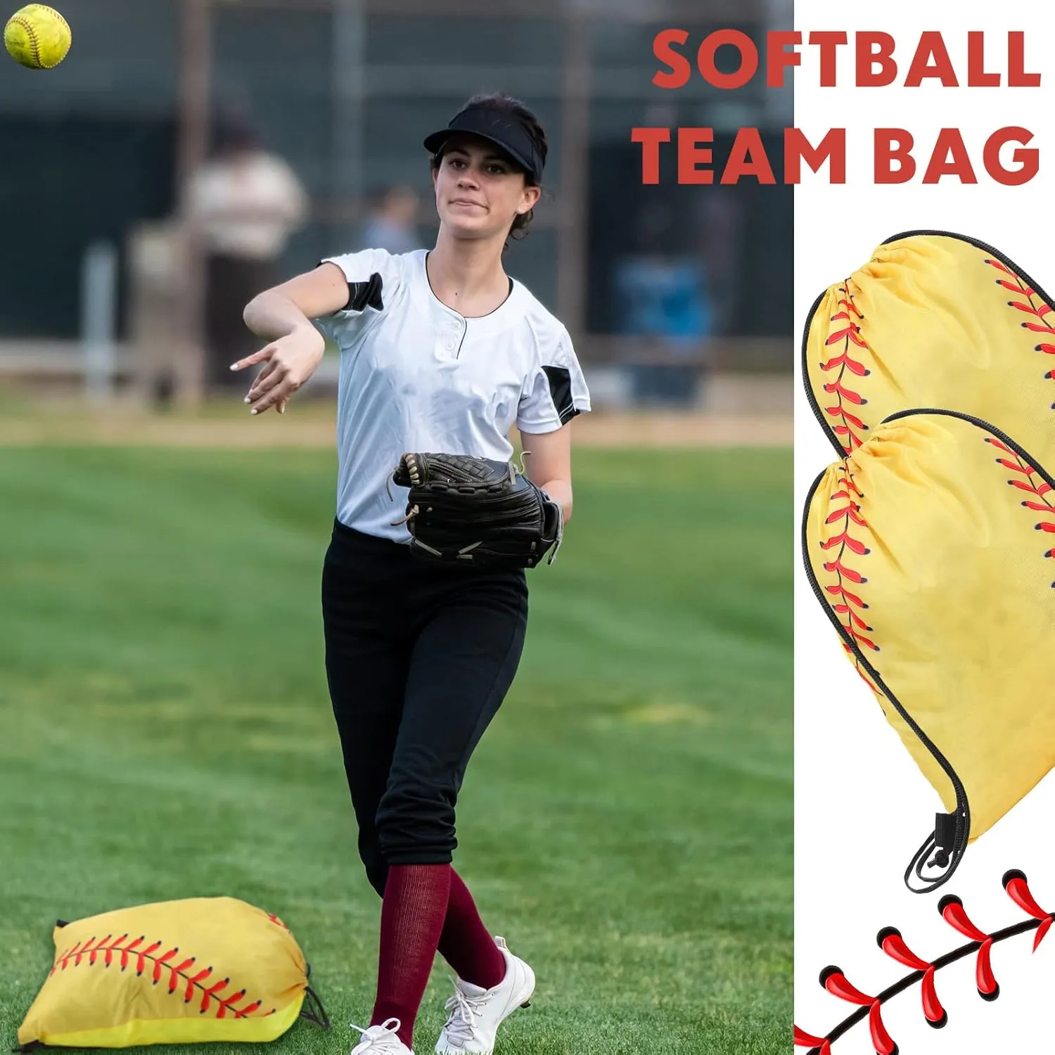 Eccliy 24 Pcs Softball Drawstring Bags - Sports Gym Goodie Favor Gift Sack Bags for Adults