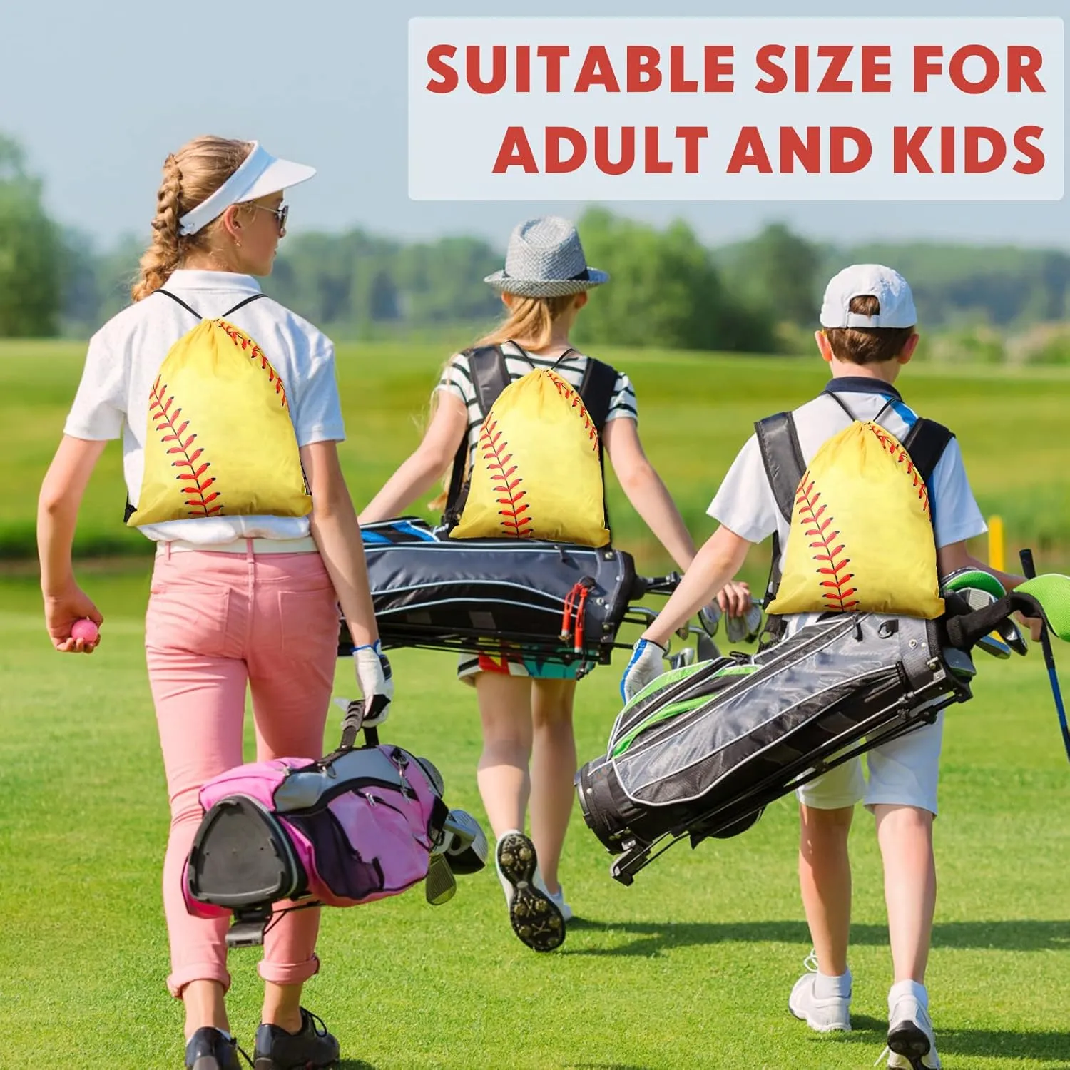 Eccliy 24 Pcs Softball Drawstring Bags - Sports Gym Goodie Favor Gift Sack Bags for Adults