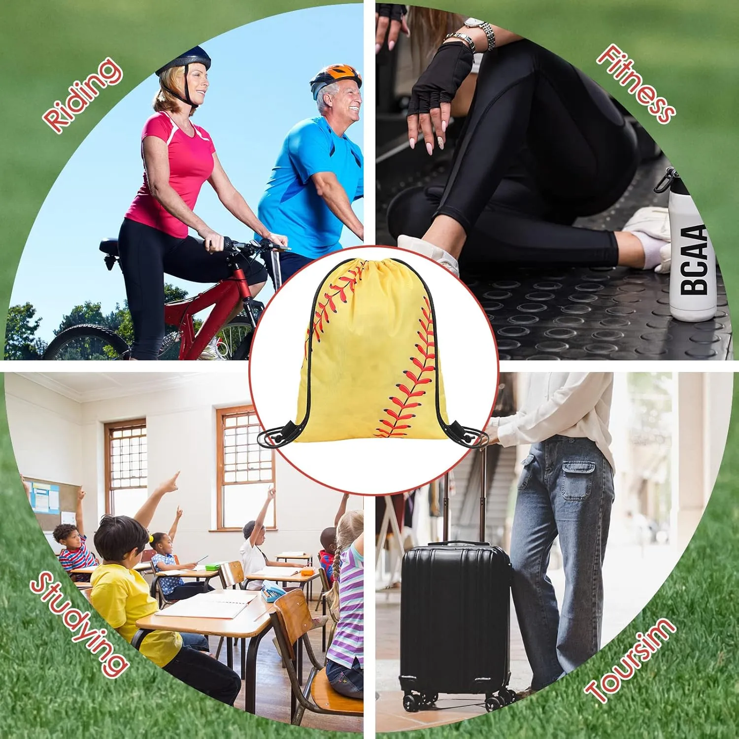 Eccliy 24 Pcs Softball Drawstring Bags - Sports Gym Goodie Favor Gift Sack Bags for Adults