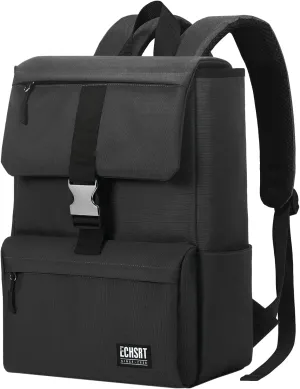 ECHSRT Laptop Backpack Water Resistant Casual Weekend Daypack, Wide Open Bag Fits 15.6 Inch Computer & Tablet, Bookbag for Women Men, Black