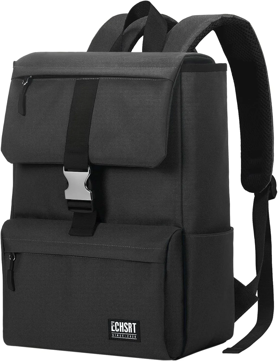 ECHSRT Laptop Backpack Water Resistant Casual Weekend Daypack, Wide Open Bag Fits 15.6 Inch Computer & Tablet, Bookbag for Women Men, Black
