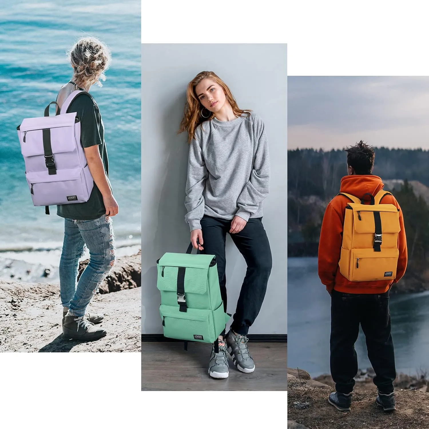 ECHSRT Laptop Backpack Water Resistant Daypack Fits 15.6 Inch Computer, Bookbag Travel Casual Bag, Green