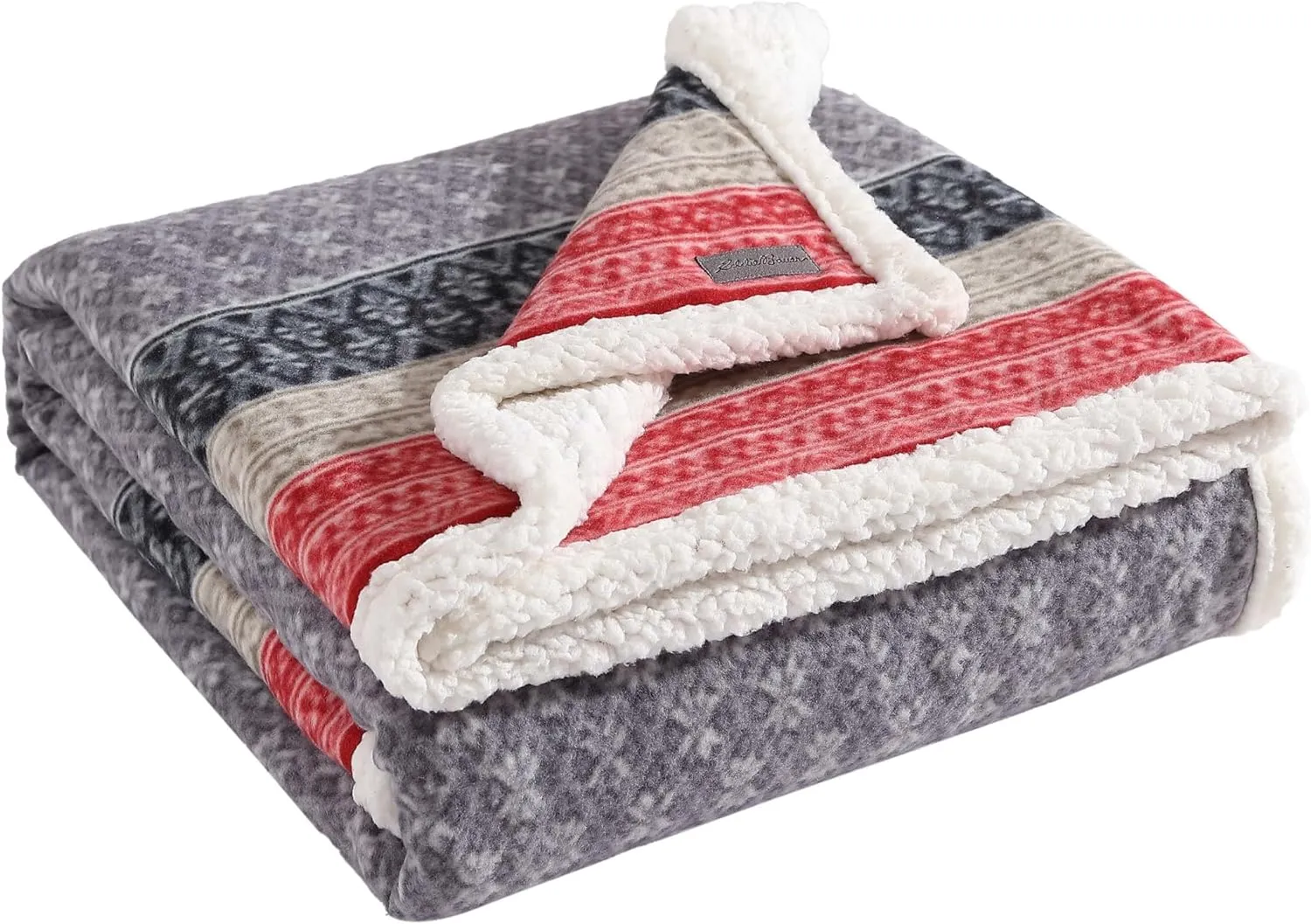 Eddie Bauer - Throw Blanket, Brushed Fleece Bedding with Sherpa Reverse, Soft & Cozy Home Decor for Bed or Couch (Fair Isle Dark Steel, 50" x 70")