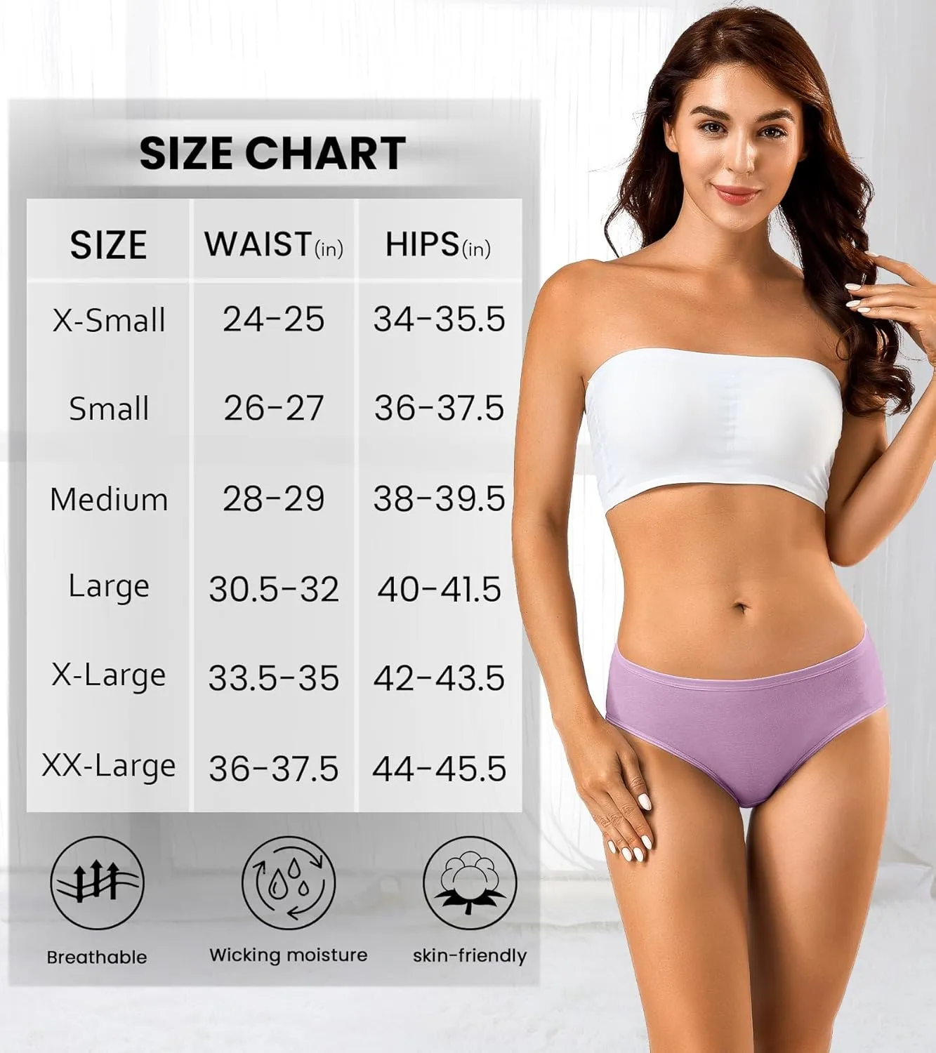 Eiggam Women's Cotton Bikini Panties,High-Cut Full Coverage Stretch Cool Underwear for Women
