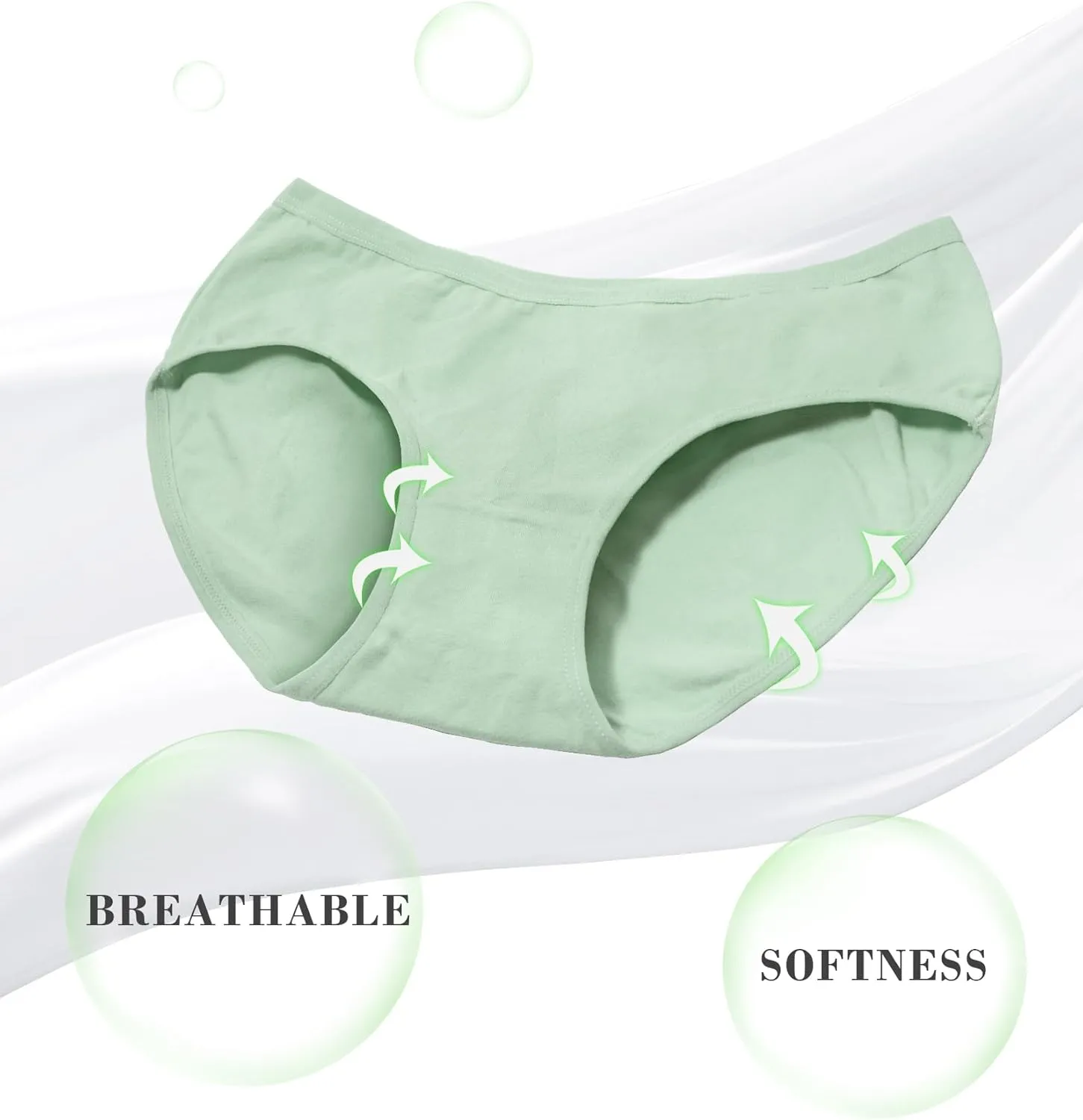 Eiggam Women's Cotton Bikini Panties,High-Cut Full Coverage Stretch Cool Underwear for Women