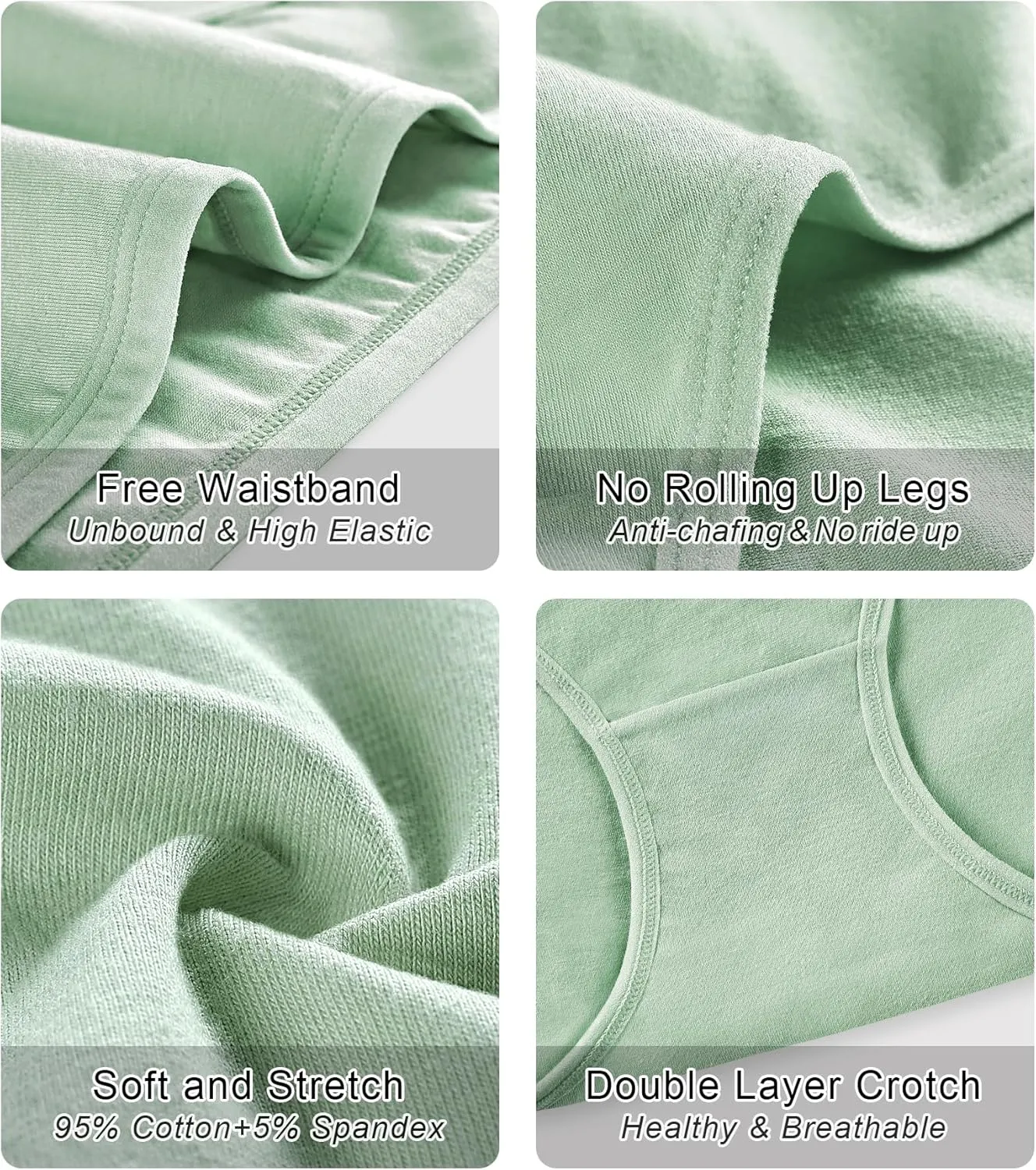 Eiggam Women's Cotton Bikini Panties,High-Cut Full Coverage Stretch Cool Underwear for Women