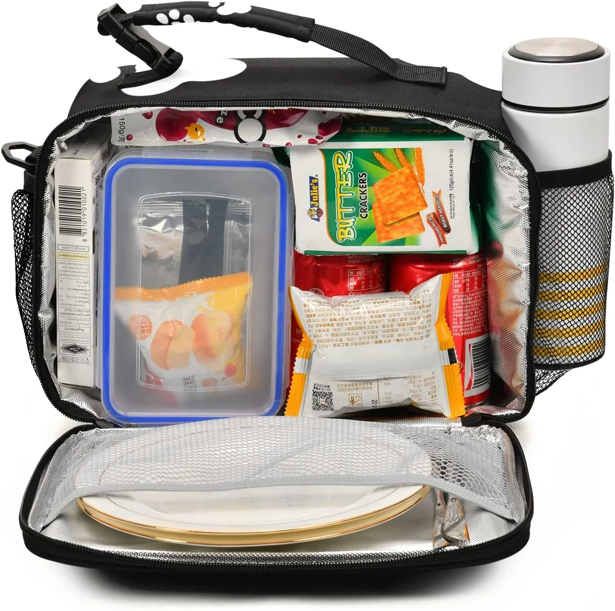 Eionryn Animal Paw Prints Silhouette Lunch Bags Lovely Dog Paw Prints Lunch Box Insulated Cooler Bag Reusable Tote Shoulder Bag for Outdoor Picnic Meal Office