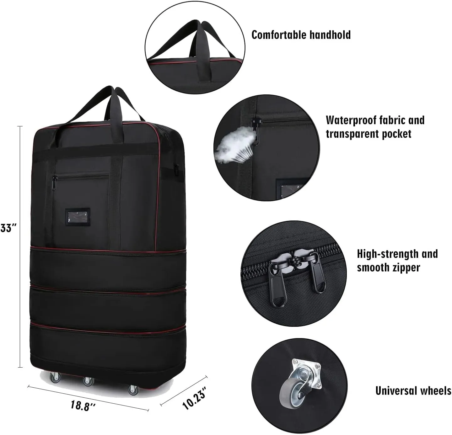 ELDA Expandable Foldable Suitcase Luggage with Universal Wheels Rolling Travel Bag Duffel Bag for Men Women Large Capacity Lightweight Luggages
