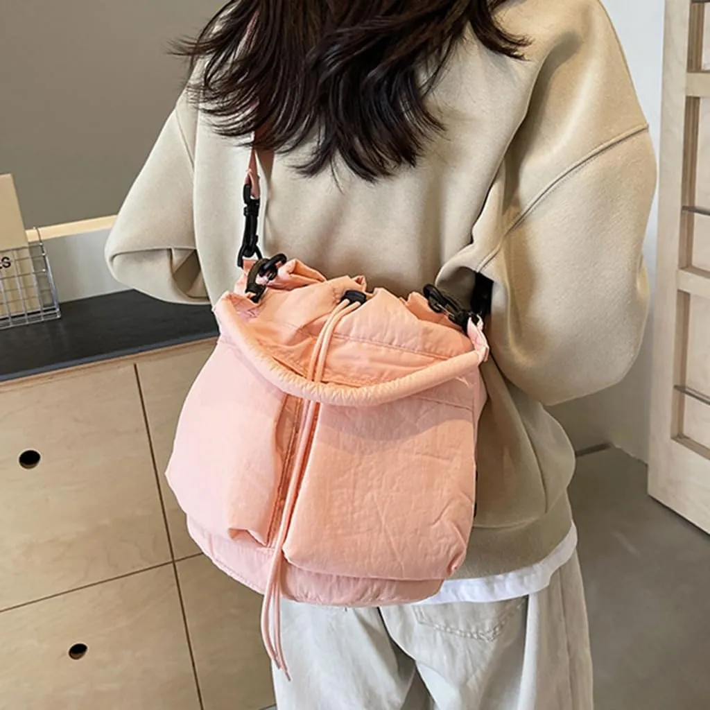 Elegant Backpack for Women Large Storage Fashion Shoulder Bag with Comfortable Drawstring Handbag Studnet Book Bags