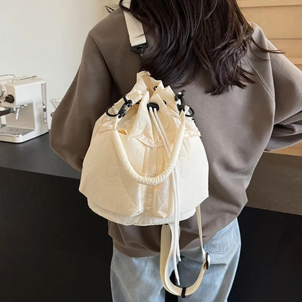 Elegant Backpack for Women Large Storage Fashion Shoulder Bag with Comfortable Drawstring Handbag Studnet Book Bags