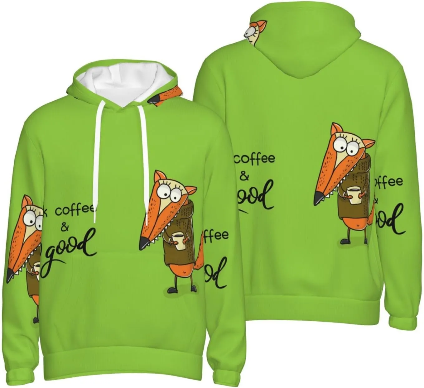 Elephant Giraffe Mens Hooded Pullover Drawstring Hoodeds Sweatshirts with Pocket
