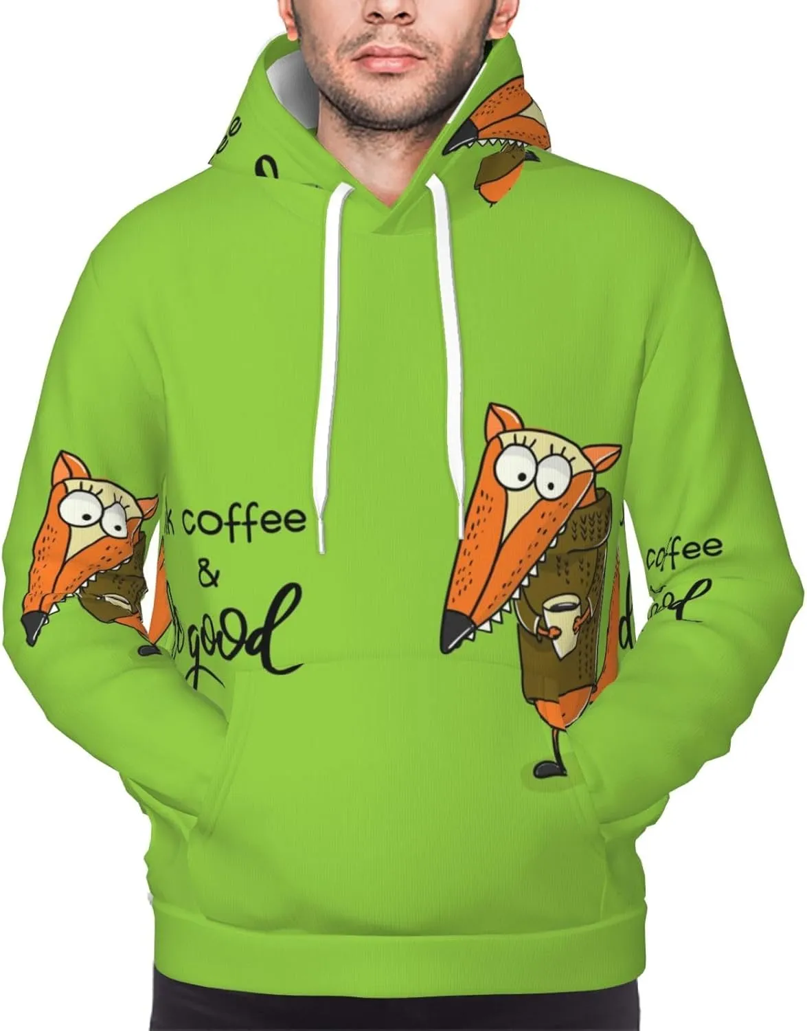 Elephant Giraffe Mens Hooded Pullover Drawstring Hoodeds Sweatshirts with Pocket