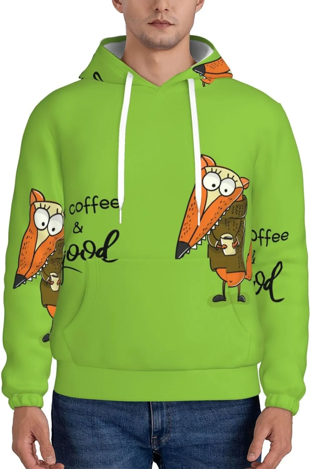 Elephant Giraffe Mens Hooded Pullover Drawstring Hoodeds Sweatshirts with Pocket