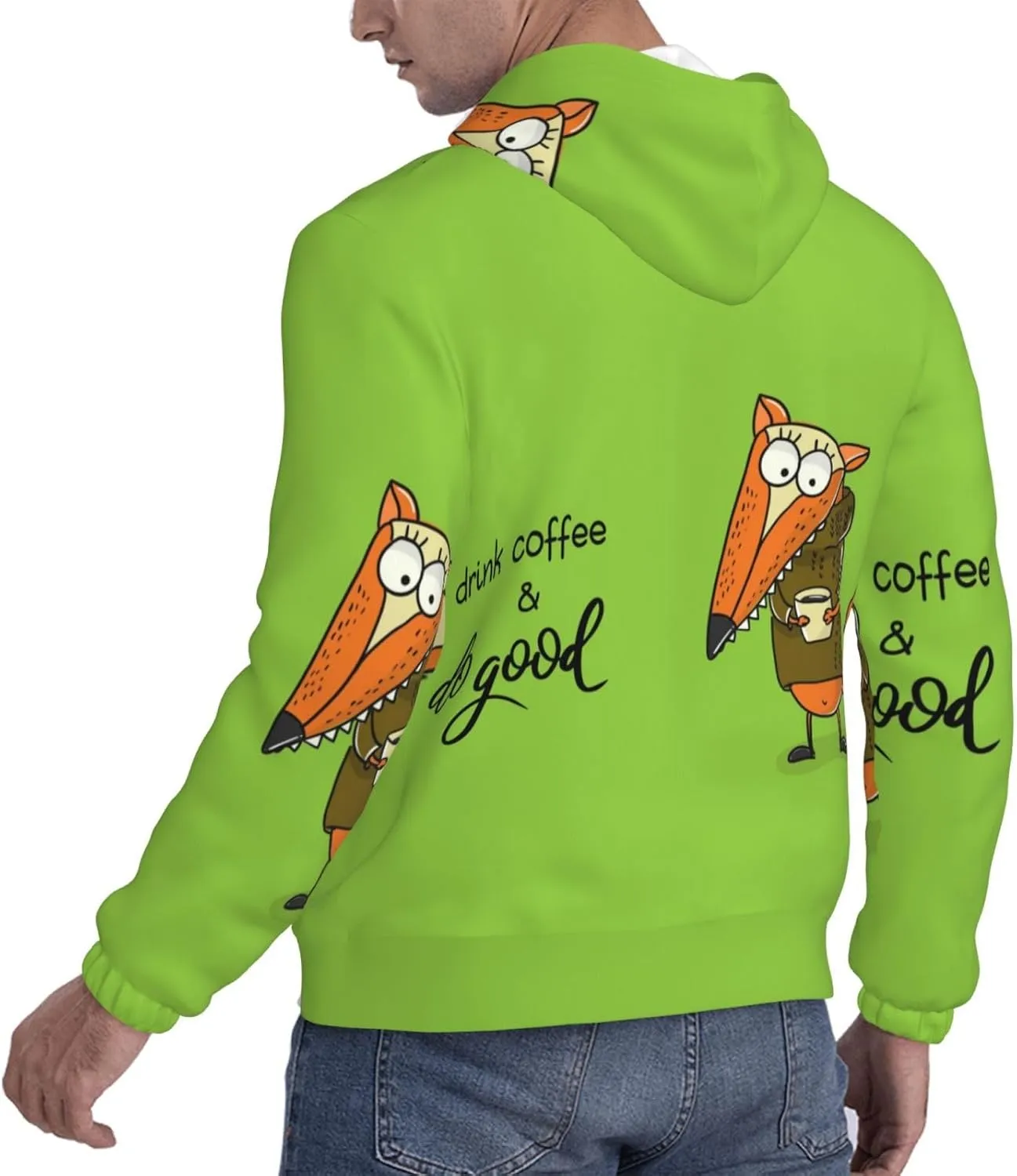 Elephant Giraffe Mens Hooded Pullover Drawstring Hoodeds Sweatshirts with Pocket