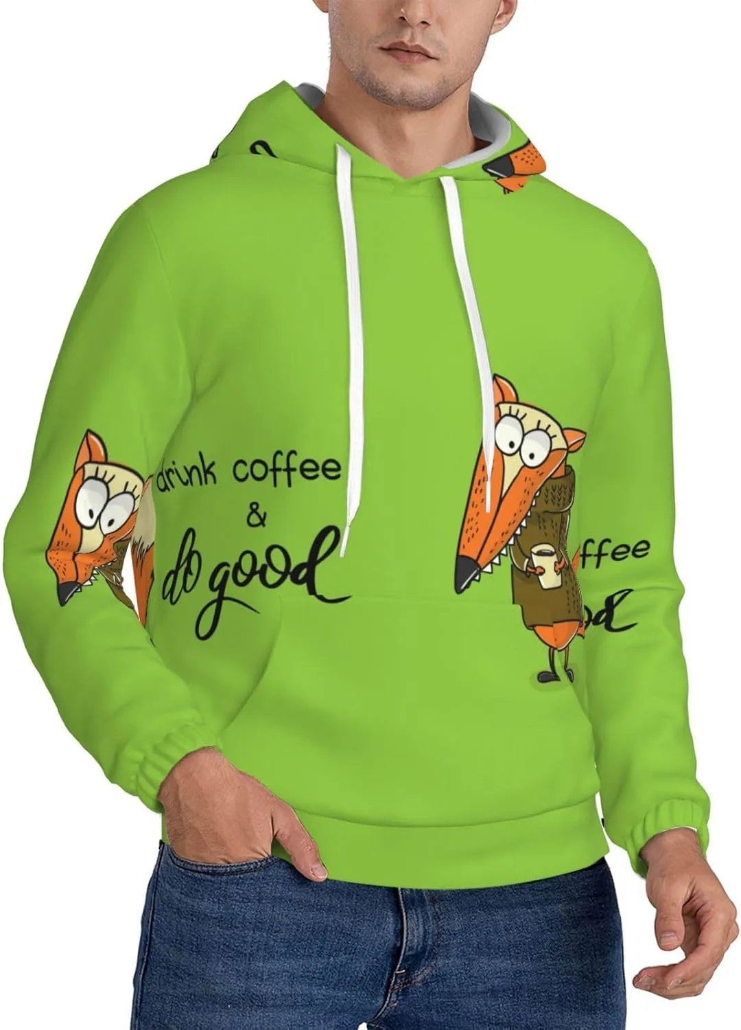 Elephant Giraffe Mens Hooded Pullover Drawstring Hoodeds Sweatshirts with Pocket