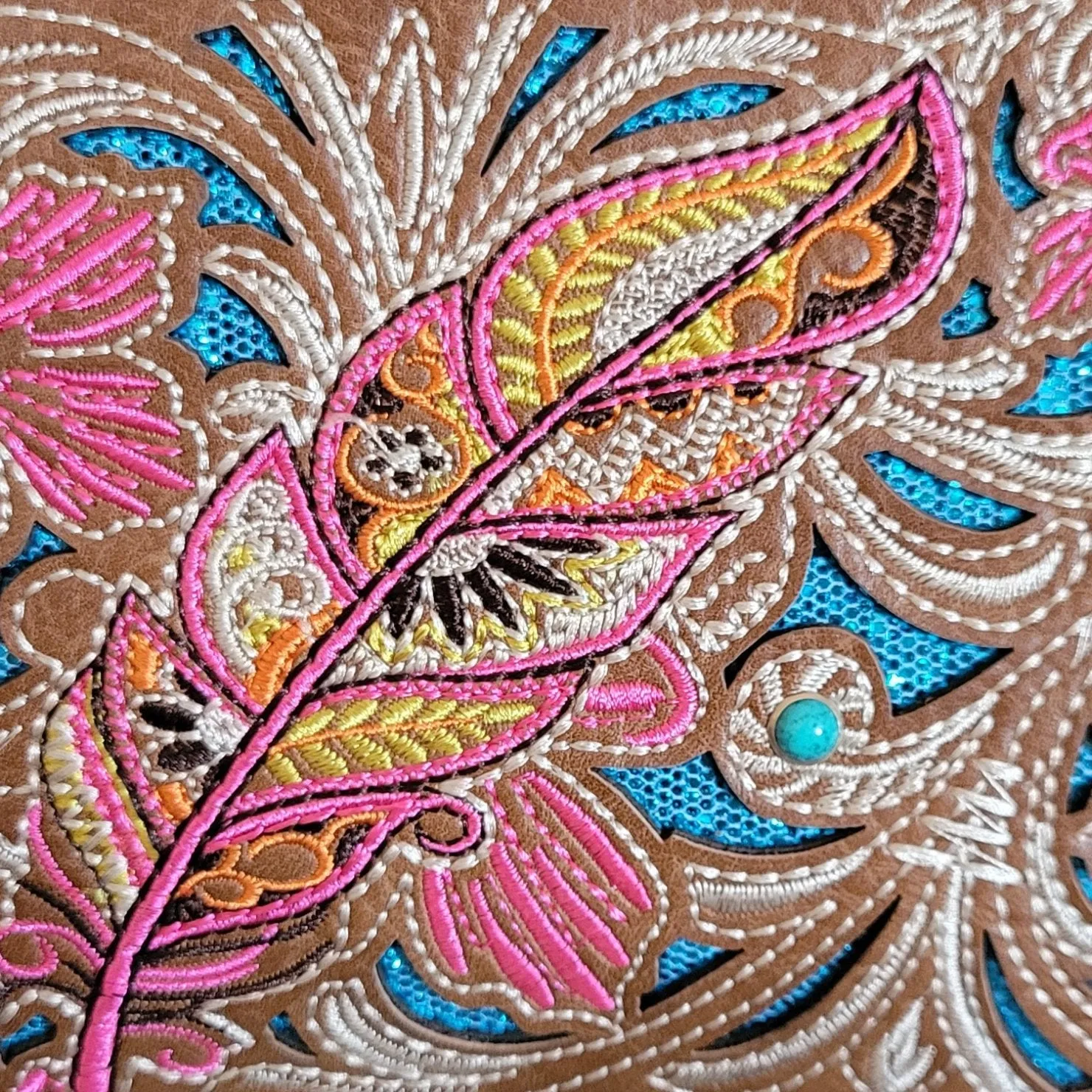 Embroidered Floral Cut-Out Belt Bag by Montana West MW1244-156BR