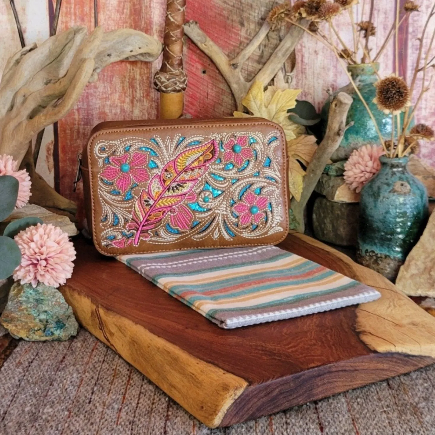 Embroidered Floral Cut-Out Belt Bag by Montana West MW1244-156BR