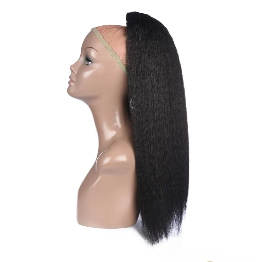 ENGENDER Hair Bun 1 Pack Synthetic Long Straight Curly Ponytail Extender With Drawstring Hairpin Hair Bun for Black Women Wigs Hair Piece(02,18inches)
