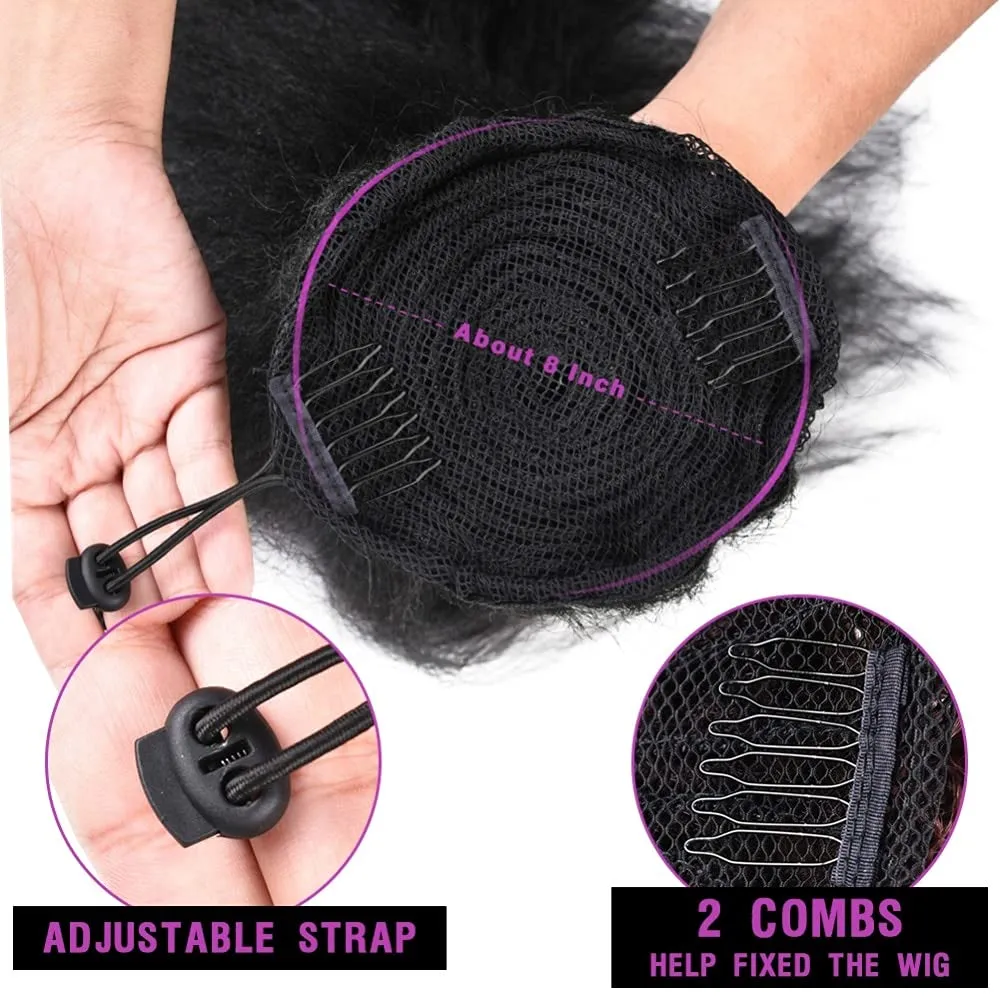 ENGENDER Hair Bun 1 Pack Synthetic Long Straight Curly Ponytail Extender With Drawstring Hairpin Hair Bun for Black Women Wigs Hair Piece(02,18inches)