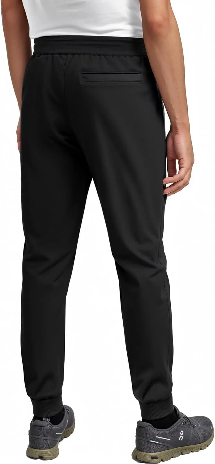 ETHANOL Mens Super Comfy Stretch Tech Knit Sweatpants Jogger with Mesh Panel Heatseal Zipper