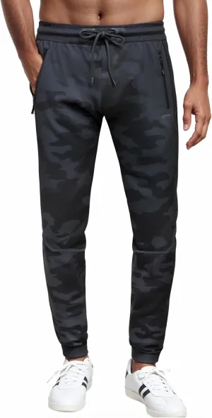 ETHANOL Mens Super Comfy Stretch Tech Knit Sweatpants Jogger with Mesh Panel Heatseal Zipper