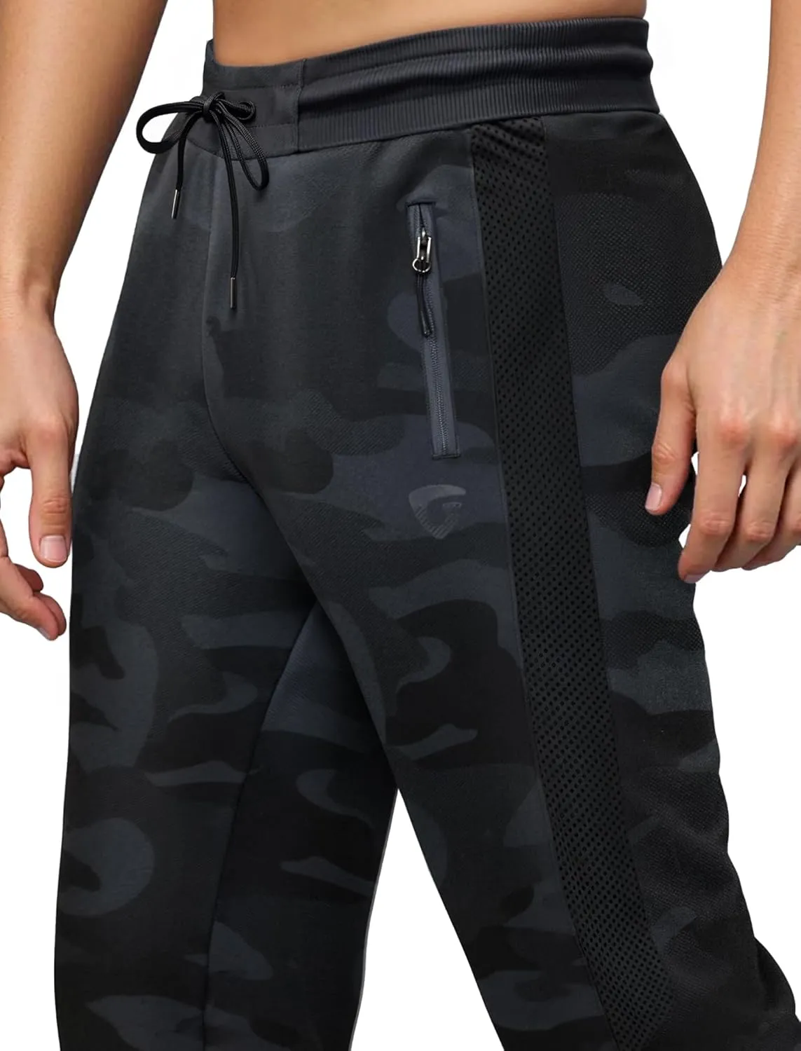 ETHANOL Mens Super Comfy Stretch Tech Knit Sweatpants Jogger with Mesh Panel Heatseal Zipper