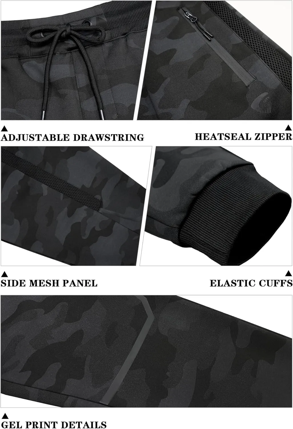 ETHANOL Mens Super Comfy Stretch Tech Knit Sweatpants Jogger with Mesh Panel Heatseal Zipper