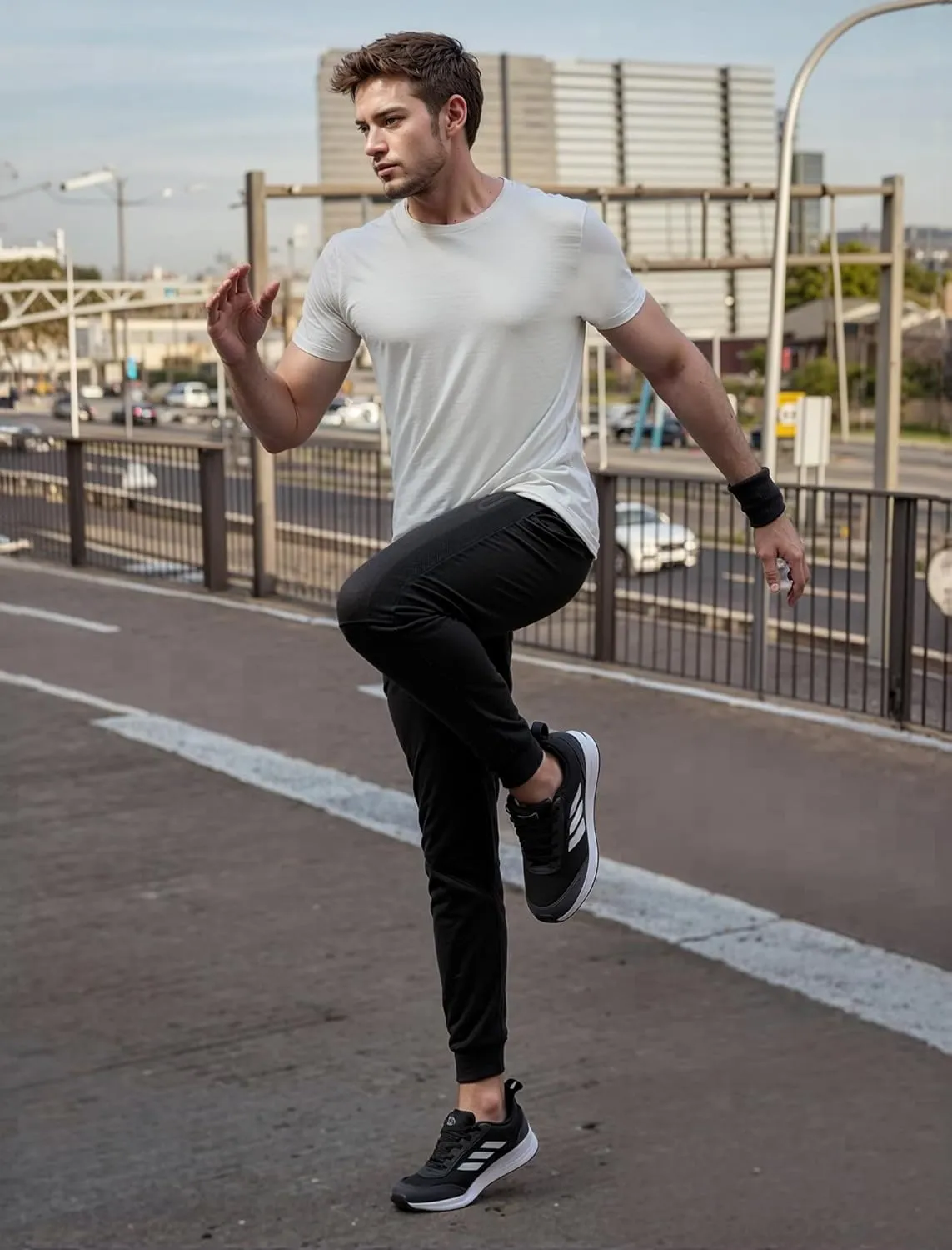 ETHANOL Mens Super Comfy Stretch Tech Knit Sweatpants Jogger with Mesh Panel Heatseal Zipper