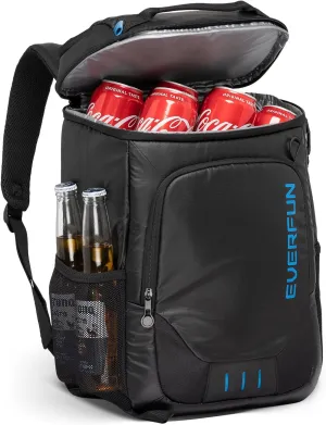 EVERFUN Backpack Cooler Insulated Leak Proof 30 Cans, Soft Beach Cooler Camping Backpack Travel Bag Waterproof, Collapsible Lunch Box Cooler for Men Women Lightweight