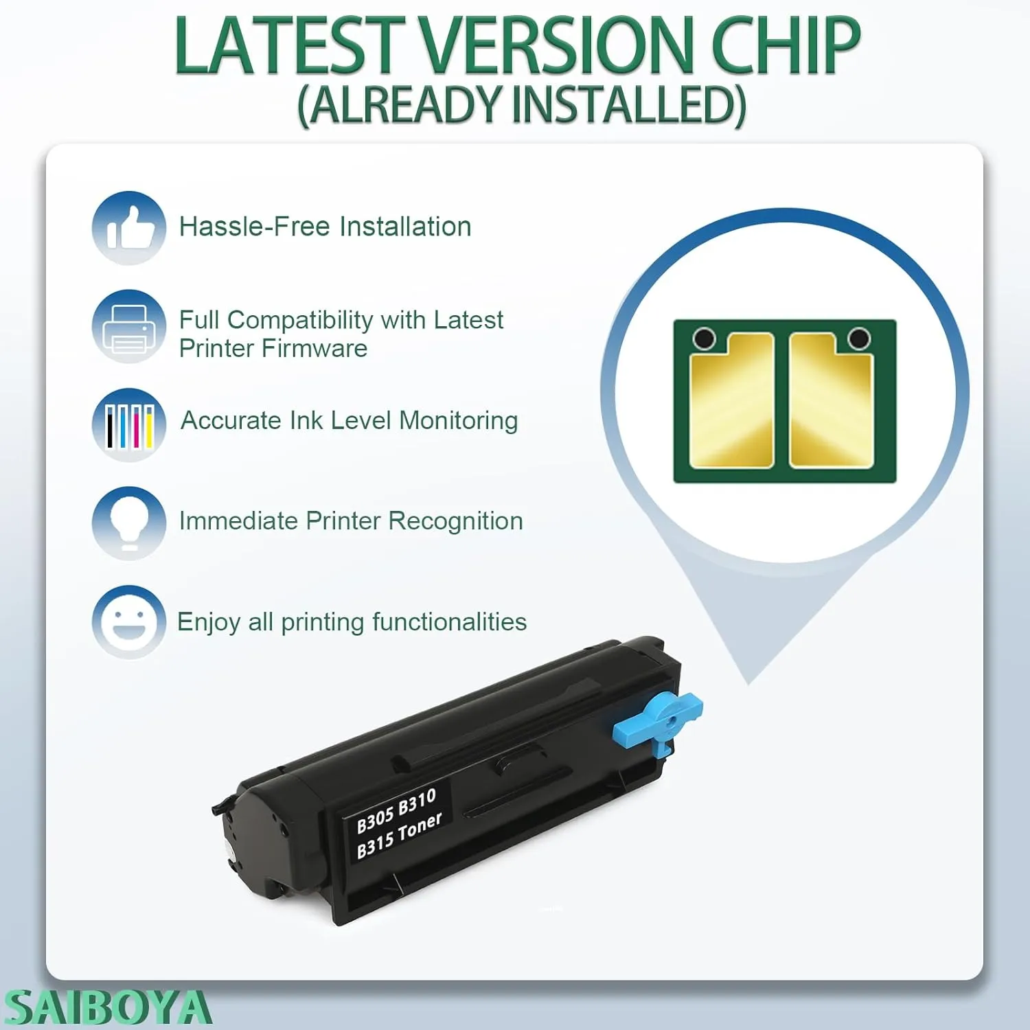 Extra High Yield B310 Black Toner Cartridge (with New Chip) Replacement for Xerox 006R04377,8500 Pages Toner for Xerox B305 B310 B315 Printers