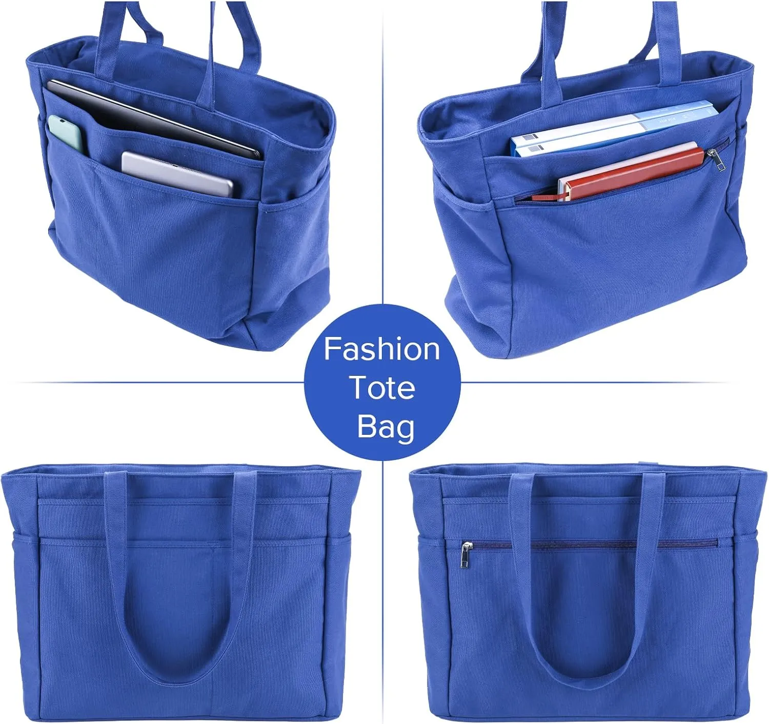 Extra large canvas tote bag with pockets for men or women, Heavy duty xl size perfect for travel, everyday