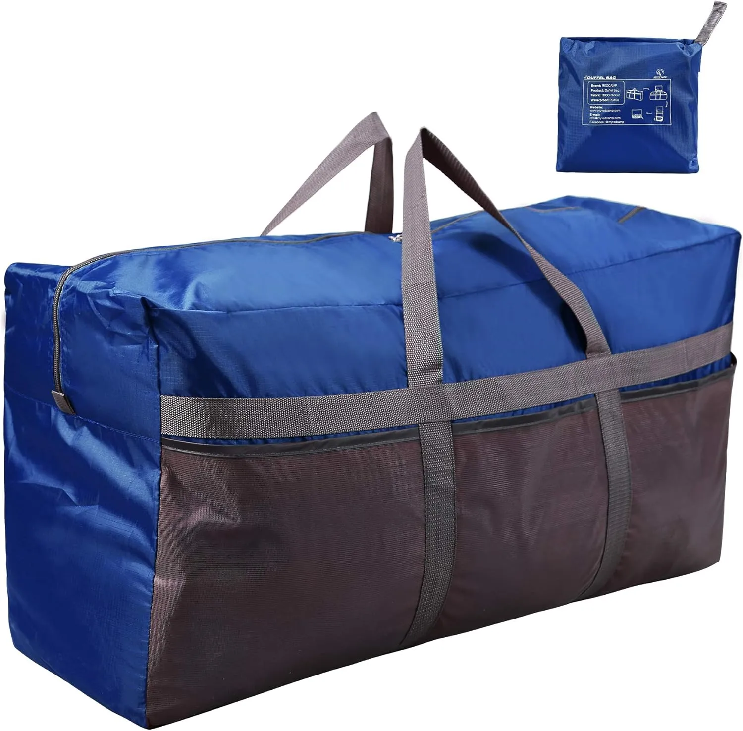 Extra Large Duffle Bag, Water Repellency Travel Foldable Duffle Bag for Men Women Adults, 96L, Blue