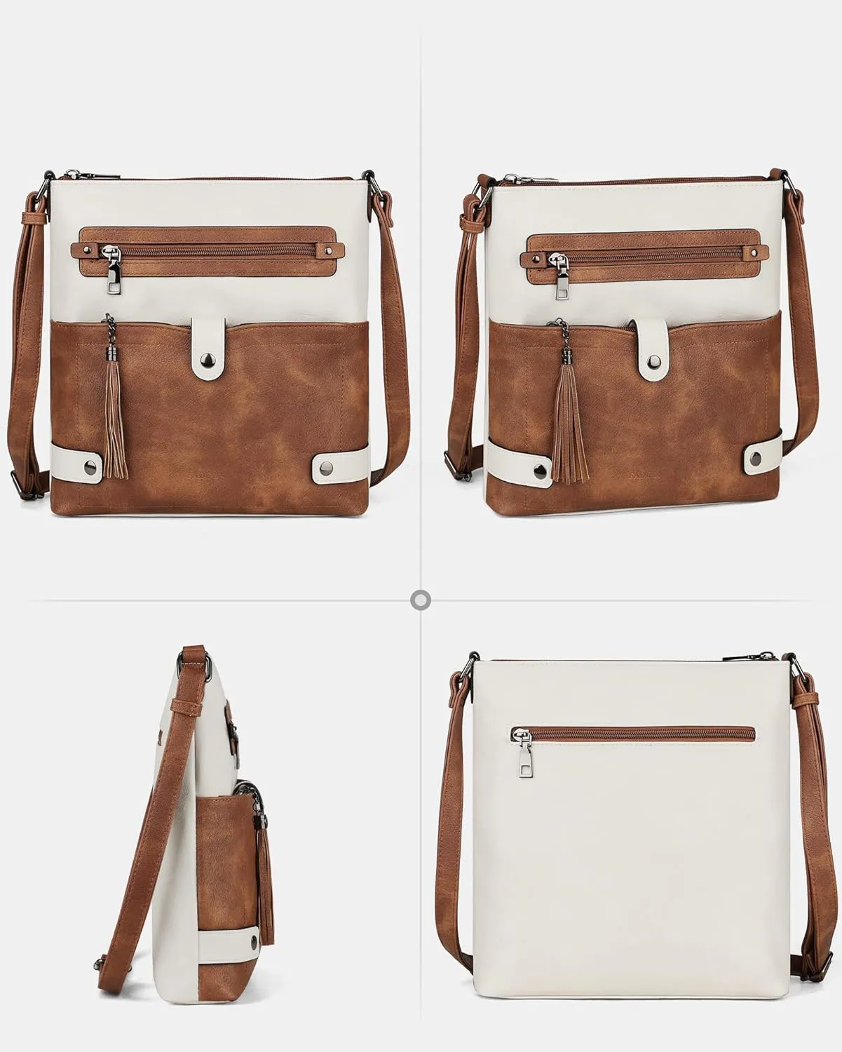 FADEON Crossbody Purses for Women Crossbody Bag, Designer Multi Pockets Shoulder Travel Purses with Tassel