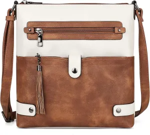 FADEON Crossbody Purses for Women Crossbody Bag, Designer Multi Pockets Shoulder Travel Purses with Tassel